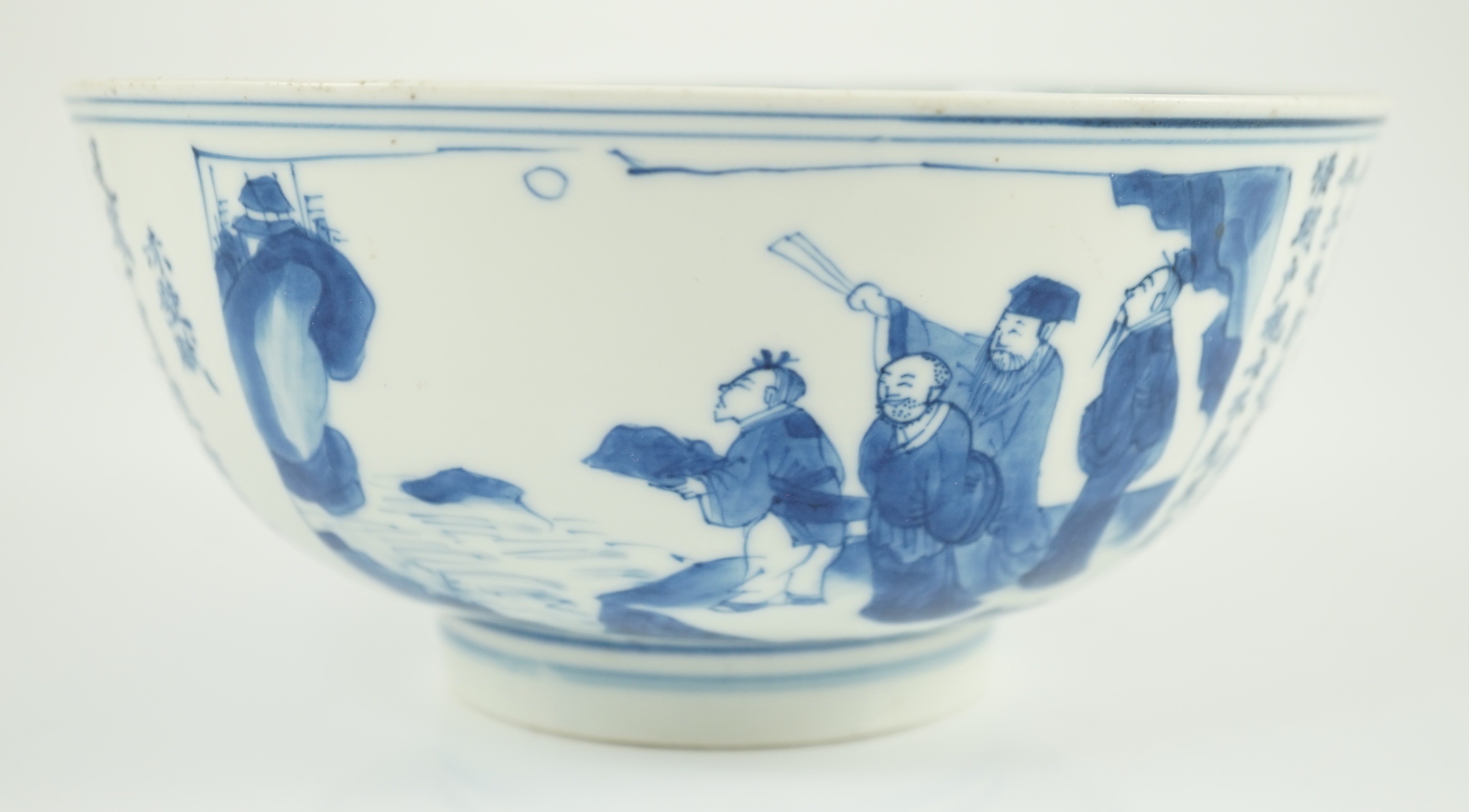 A Chinese blue and white inscribed ‘Ode to the Red Cliff’ bowl, Kangxi period, 15.7cm diameter, 7.5cm high